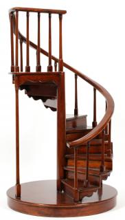 Appraisal: MAHOGANY MINIATURE STAIRCASE MAHOGANY MINIATURE STAIRCASE H DIA Curio stand