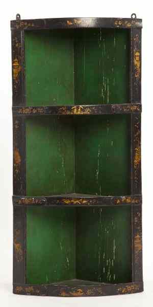 Appraisal: Chinoiserie Hanging Corner Cabinetlate th century black paint with gilt