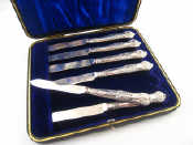 Appraisal: A boxed set of six sterling silver handled tea knives