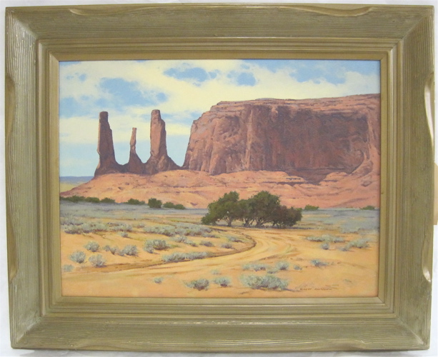 Appraisal: ROBERT L KNUDSON OIL ON MASONITE Arizona born The Three