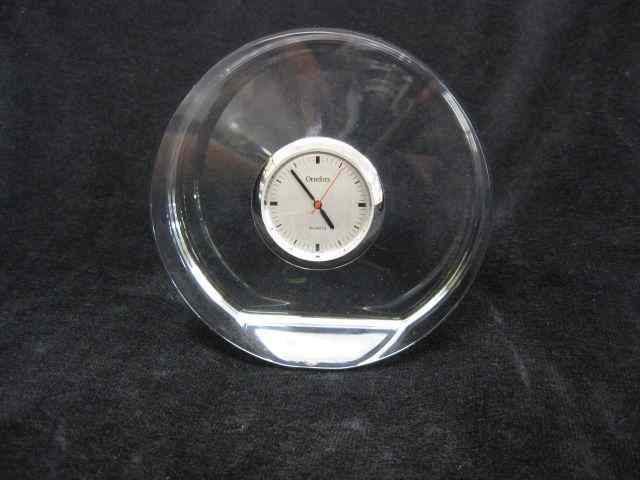 Appraisal: Orrefors Swedish Crystal Desk Clock '' diameter working