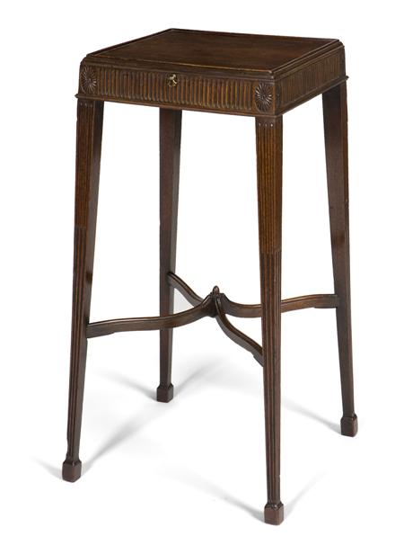 Appraisal: GEORGE III MAHOGANY KETTLE STAND CIRCA the square dish top