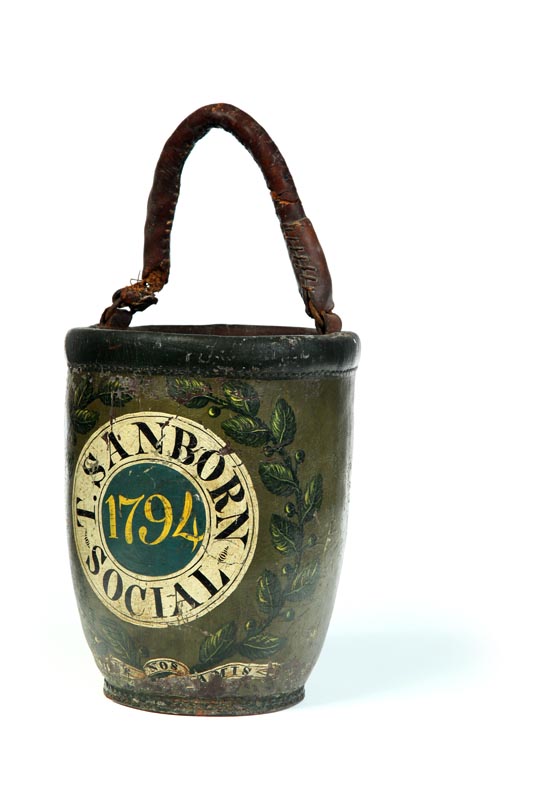 Appraisal: FIRE BUCKET Massachusetts late th century leather Original painted bucket