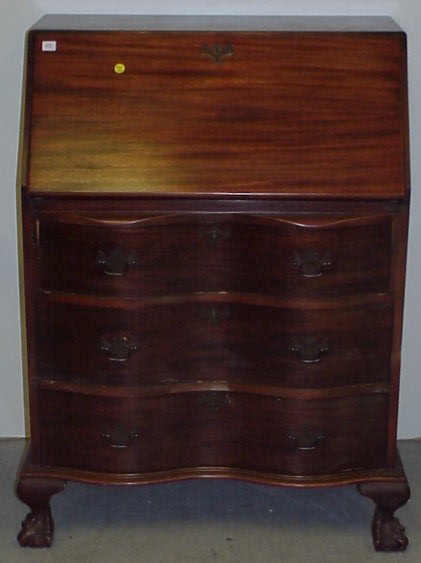 Appraisal: Governor Winthrop style slant lid desk c three serpentine drawers