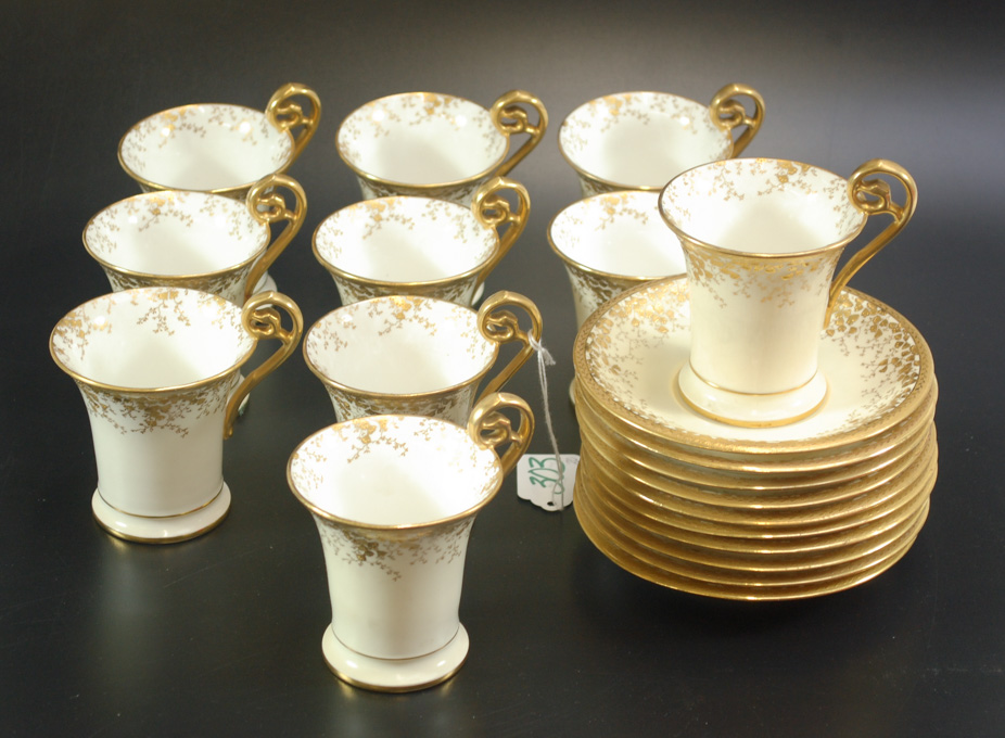 Appraisal: MINTON FOR TIFFANY CO TEACUP AND SAUCER SETS twenty pieces