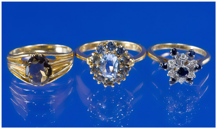 Appraisal: Collection Of Two ct One ct Gold Rings Set With