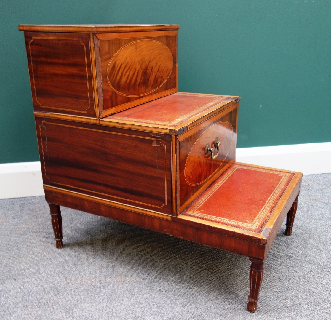 Appraisal: A set of George III satinwood banded mahogany three tier