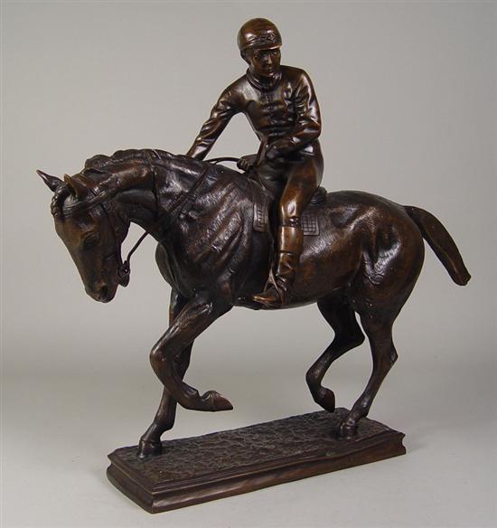 Appraisal: Albert-Ernest Carrier-Belleuse French to Bronze of jockey on horse Carrier