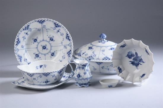 Appraisal: NINE PIECES ROYAL COPPENHAGEN PORCELAIN Including sauceboat creamer lidded tureen