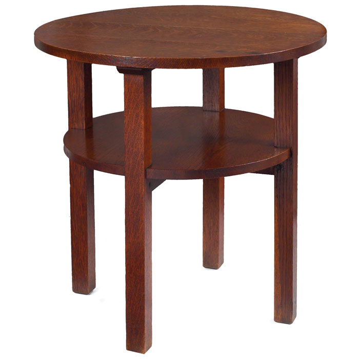 Appraisal: L and JG Stickley tea table round top over a