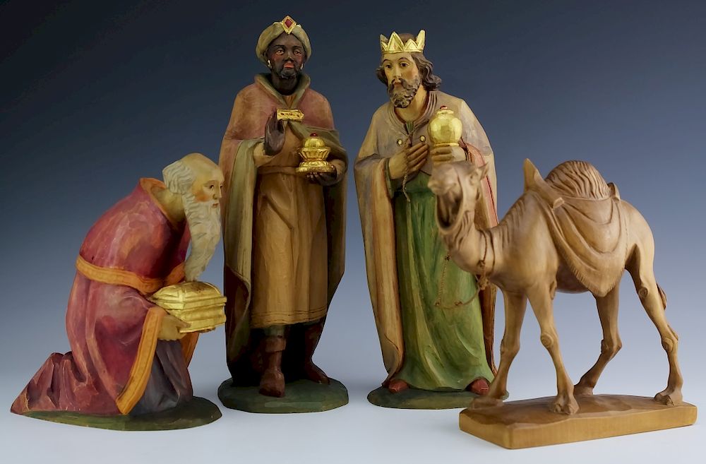 Appraisal: Oberammergau Wood Religious Wise Men Figures Collection of four carved