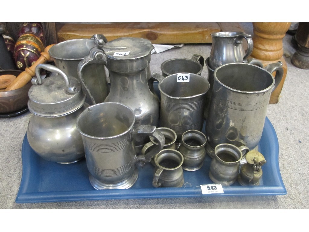 Appraisal: Pewter quart marked James Yates tappit hen and another pewter