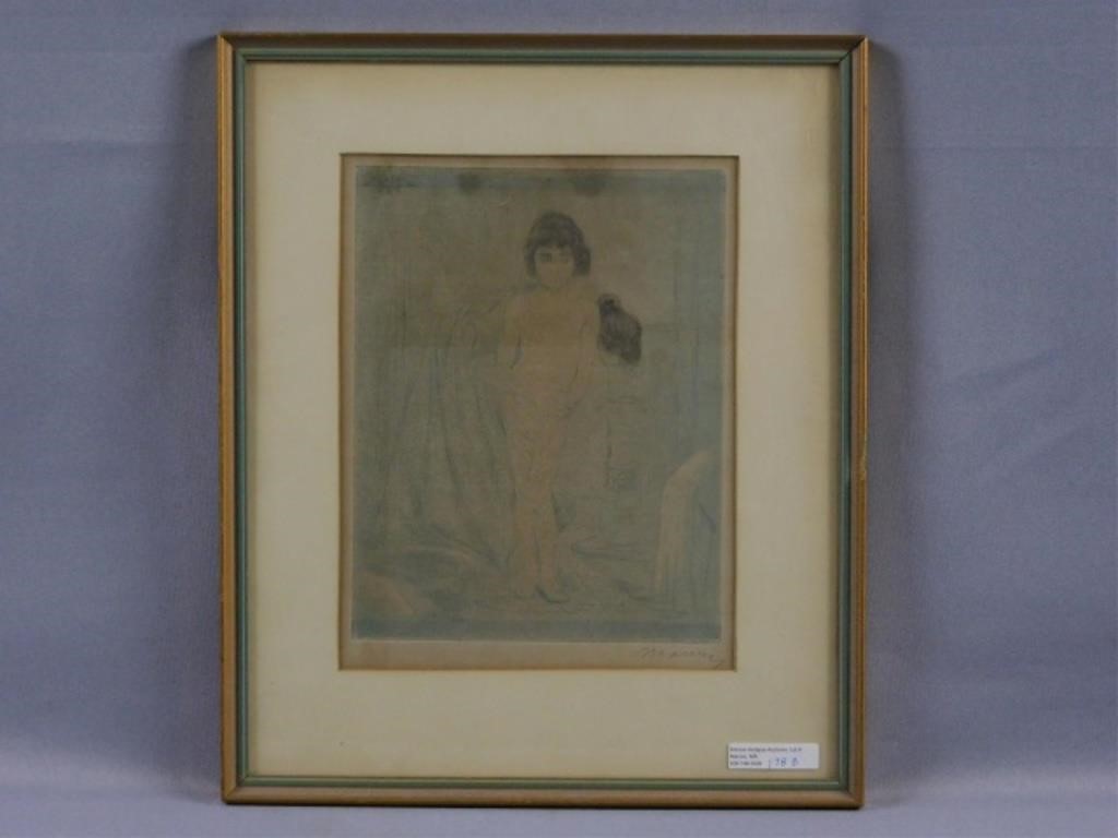 Appraisal: CHARLES MAURIN - FRANCE MOTHER BATHINGher child hand colored etching