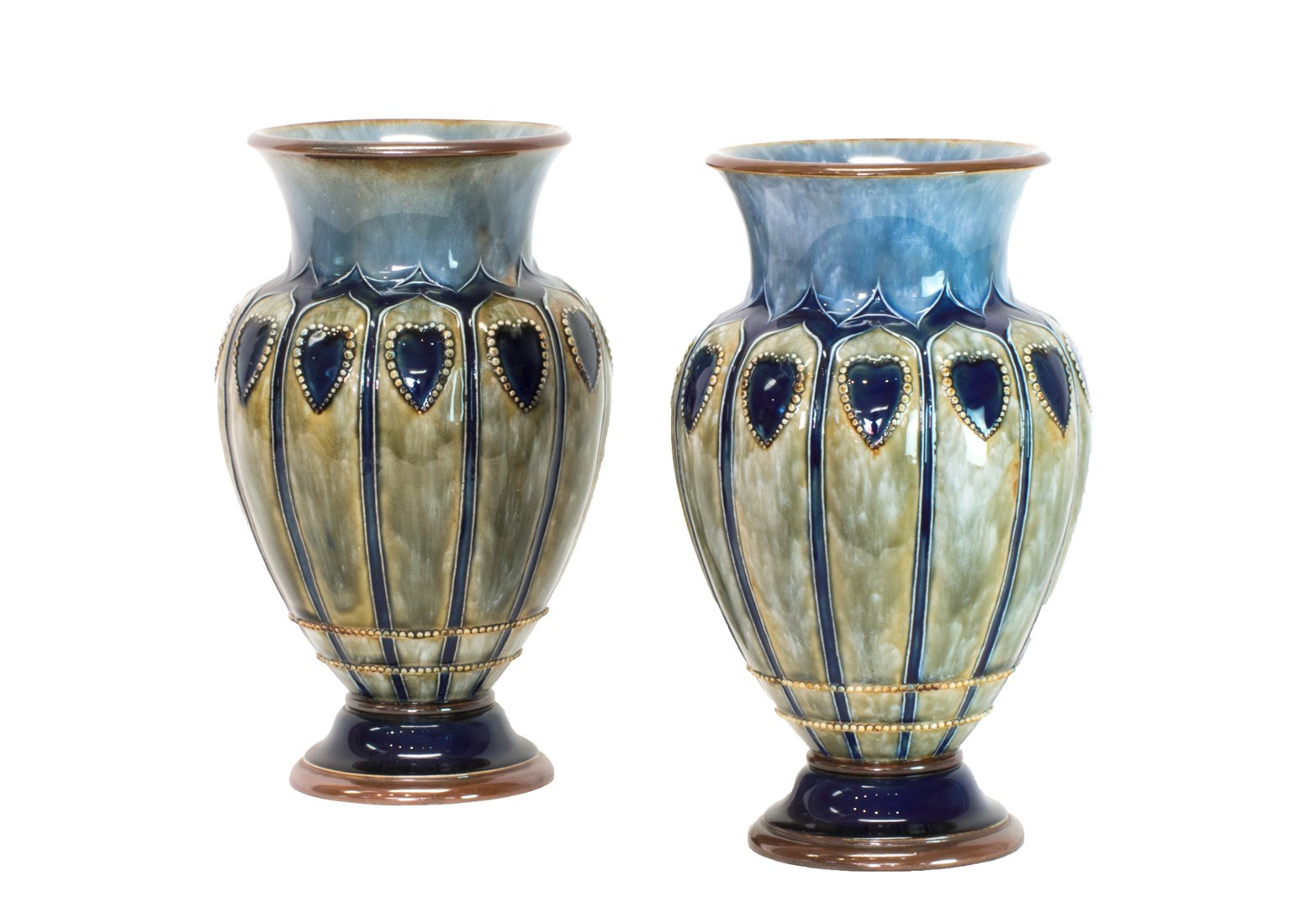 Appraisal: A pair of Royal Doulton stoneware vases early th century