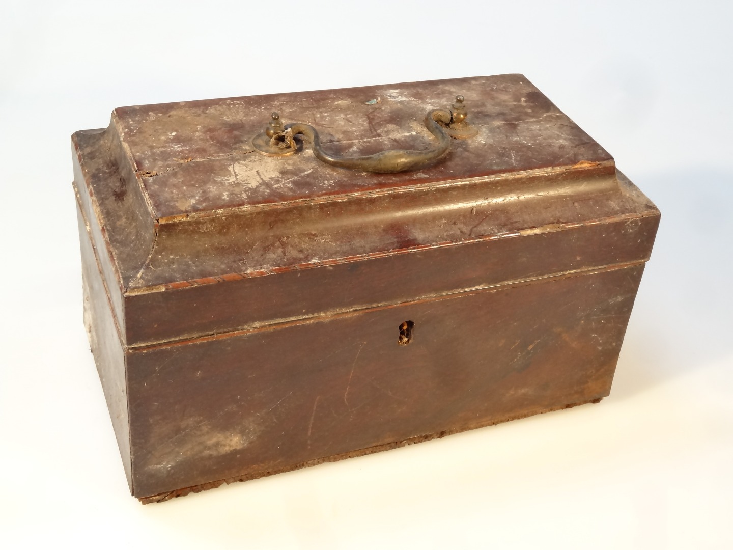 Appraisal: A George III mahogany tea caddy the rectangular stepped top