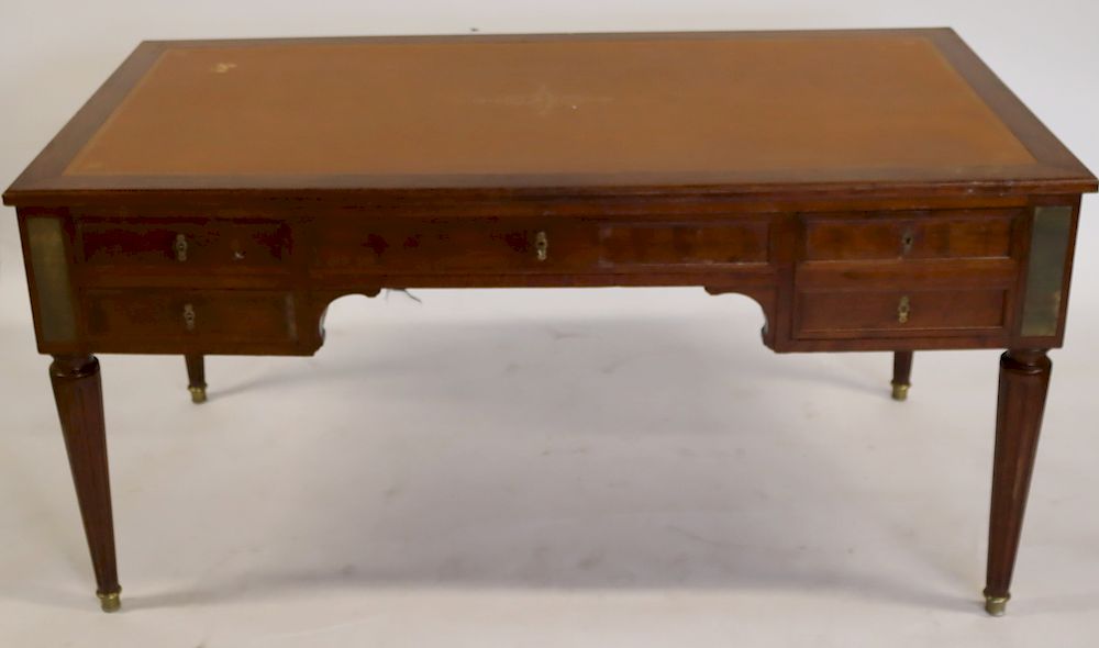 Appraisal: th Century Leathertop Desk with Side Pull Outs Nice quality