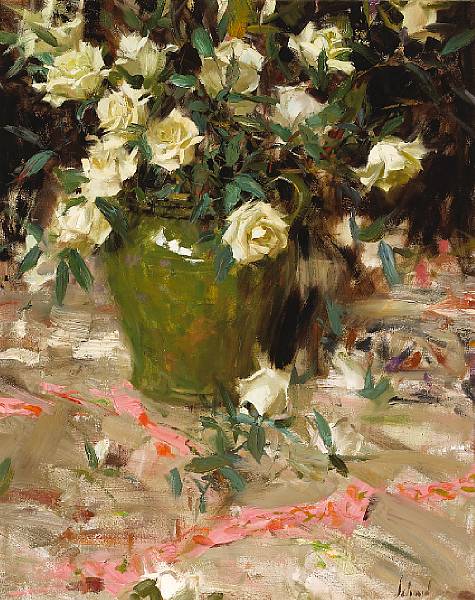 Appraisal: Richard Alan Schmid American born White roses signed 'Schmid' lower