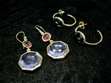 Appraisal: Two pair of karat yellow gold and gem set earrings