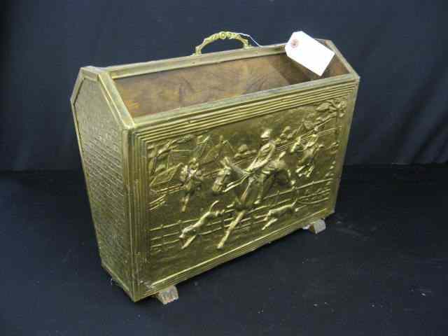 Appraisal: Brass Magazine Rack with fox hunt scenes '' x ''