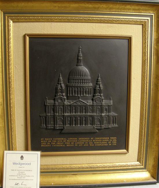 Appraisal: Wedgwood black basalt plaque of St Pauls Cathedral limited edition