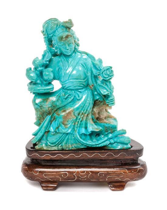 Appraisal: Sale Lot A Chinese Carved Turquoise Figure of a Female