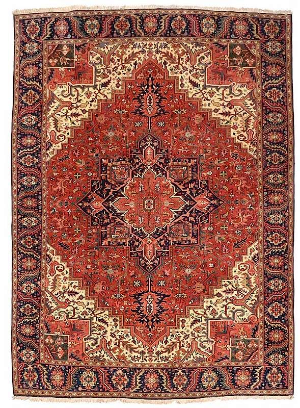 Appraisal: Large Room Size Heriz Rug late th century large central