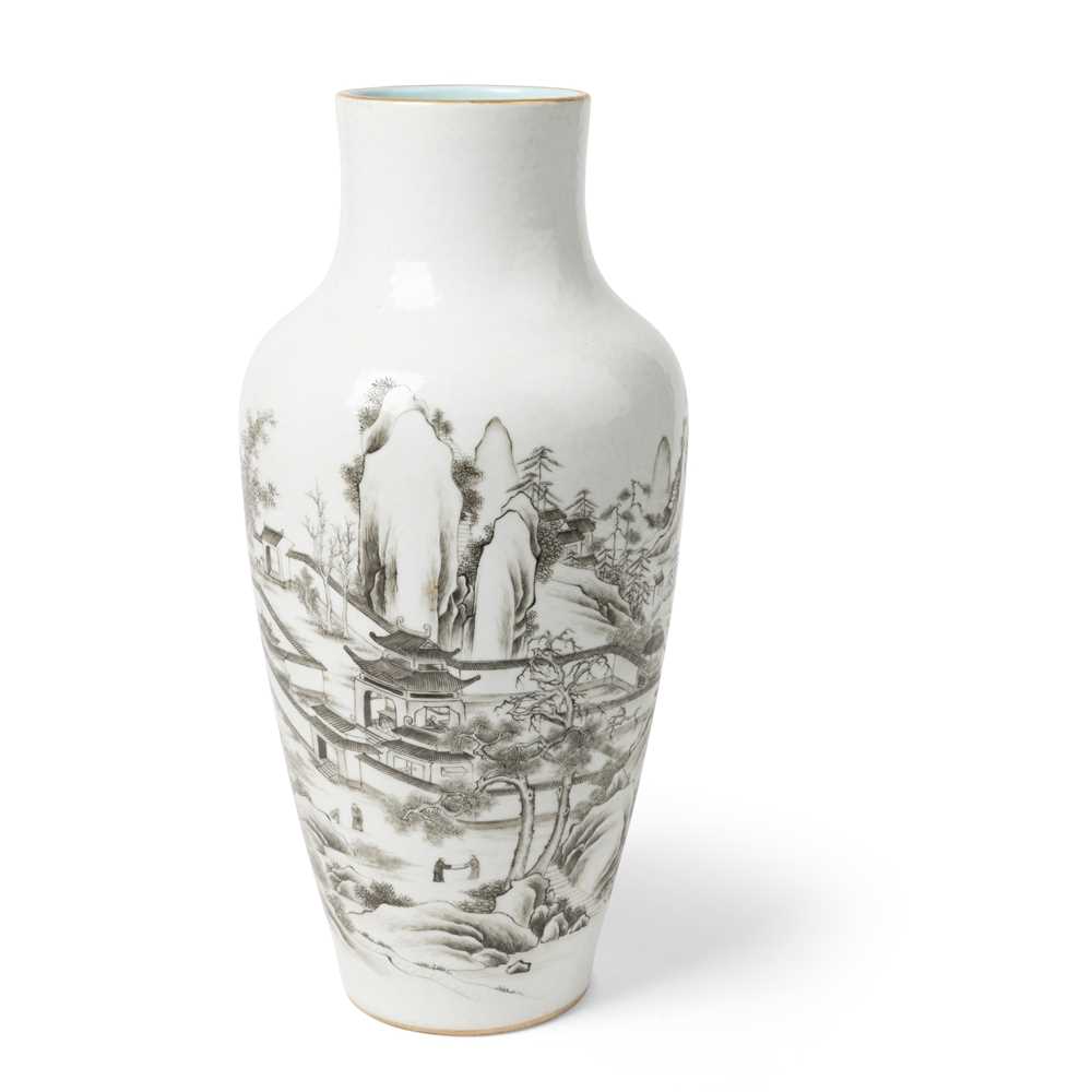 Appraisal: GRISAILLE-DECORATED 'LANDSCAPE' VASE QING DYNASTY TH CENTURY the exterior painted