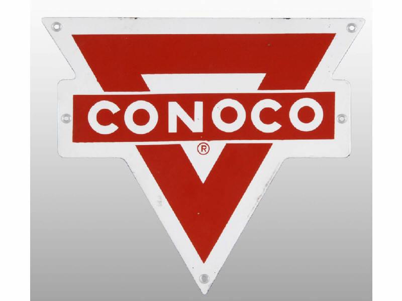 Appraisal: Small Conoco Porcelain Triangular Sign Description Small edge nicks and