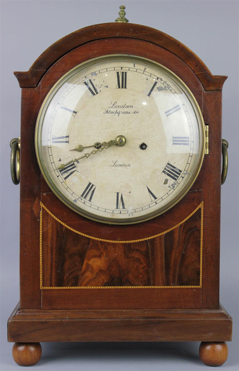 Appraisal: REGENCY INLAID MAHOGANY DOME TOP BRACKET CLOCK having a domed