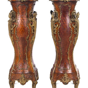 Appraisal: A Pair of Louis XV Style Gilt Bronze Mounted Parquetry