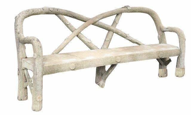 Appraisal: French cast concrete garden bench mid th c back composed