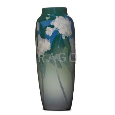 Appraisal: J D WAREHAM ROOKWOOD Iris Glaze w rhododendron Condition Report