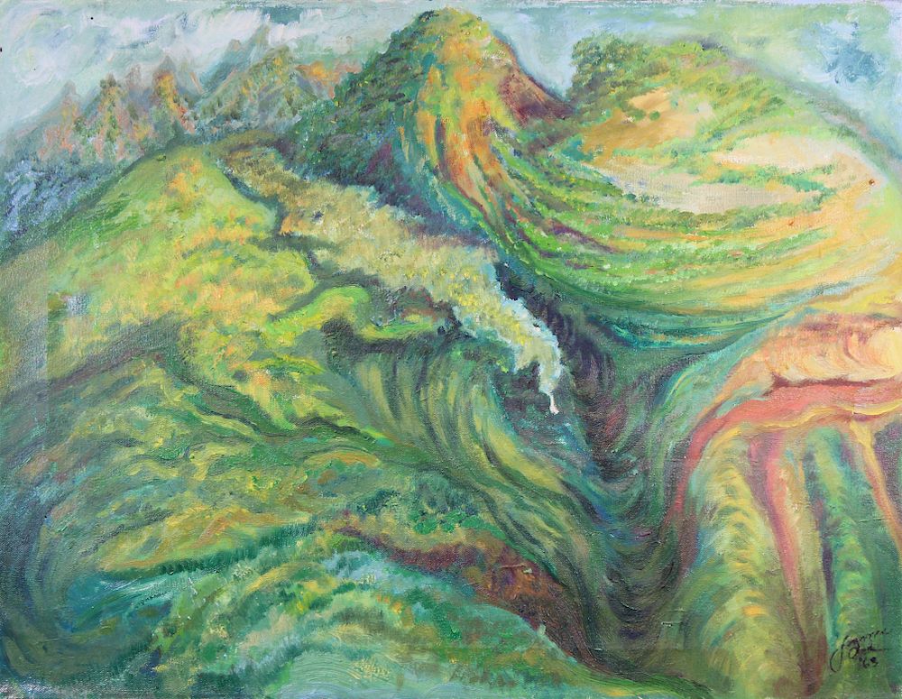 Appraisal: Signed ' Hawaii Oahu Hills Painting Signed ' Hawaii Oahu