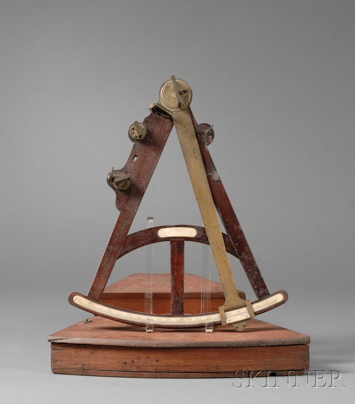 Appraisal: -inch Radius Mahogany Octant unknown maker with bone scale divided