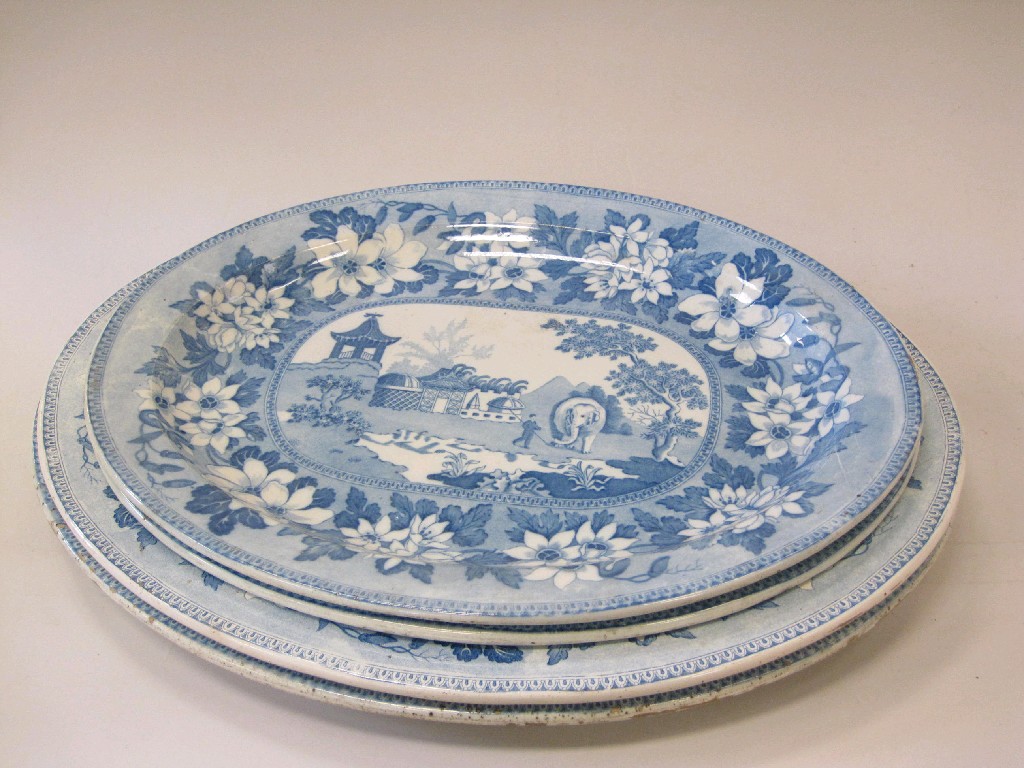 Appraisal: Two pairs of th Century oval blue and white Meat