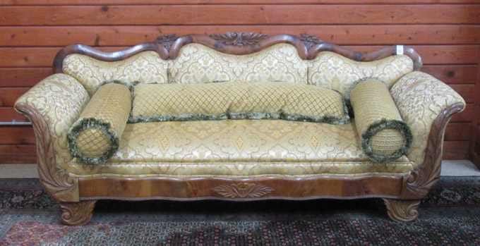 Appraisal: EMPIRE SOFA American mid- th century having a carved and