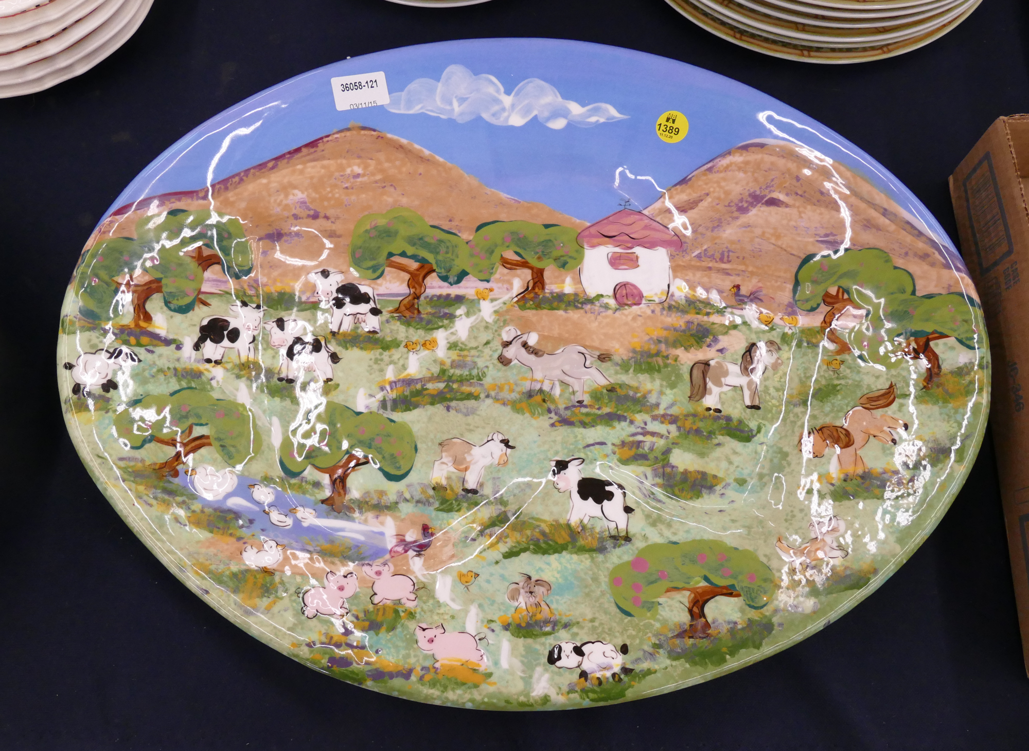 Appraisal: Lesal Ceramics Studio Pottery Farm Landscape Platter- ''