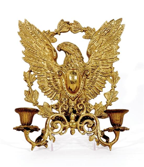 Appraisal: Brass eagle-form two-light sconce H W