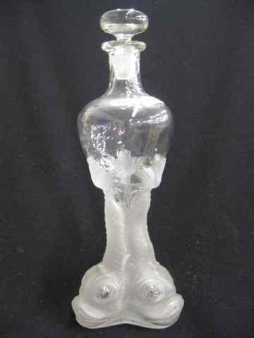 Appraisal: Early Figural Glass Decanter frosted dolphin base ''