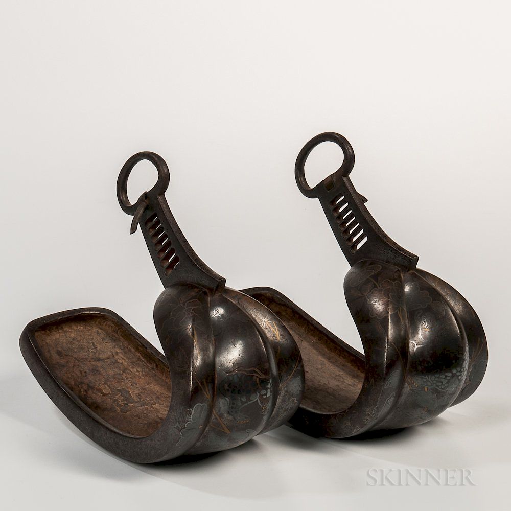 Appraisal: Pair of Iron Samurai Stirrups Pair of Iron Samurai Stirrups