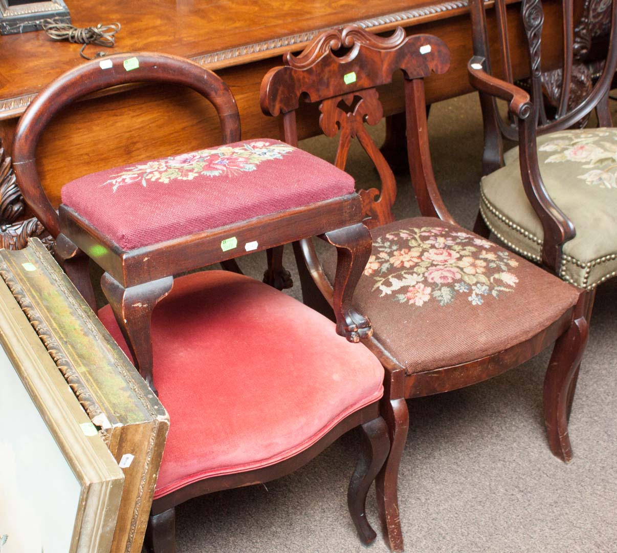 Appraisal: Three pieces of furniture including Empire side chair Victorian balloon-back