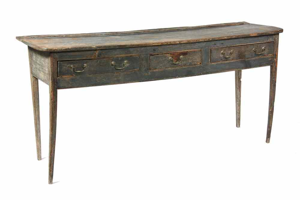 Appraisal: HUNTBOARD - Early th c three drawer Southern huntboard with