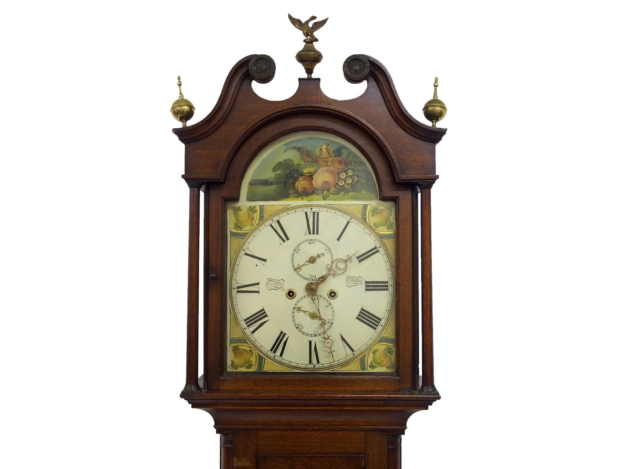 Appraisal: An oak longcase clockthe painted dial named to Geo Lumsden