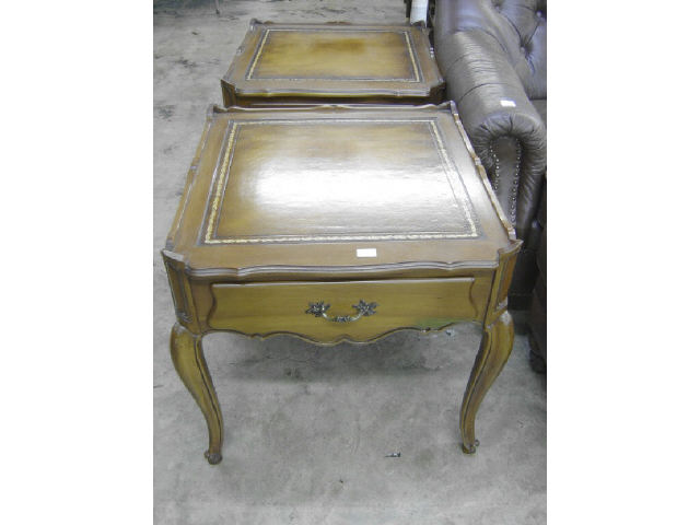 Appraisal: PR LEATHER TOP LAMP TABLES