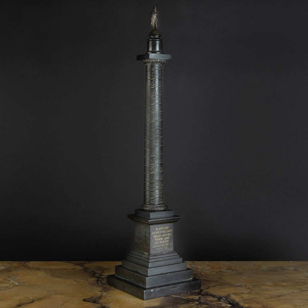 Appraisal: Carved Black Marble Model of the Vend me Column Surmounted