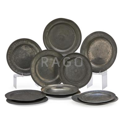 Appraisal: CONTINENTAL PEWTER Eleven chargers or plates - Some with inscriptions