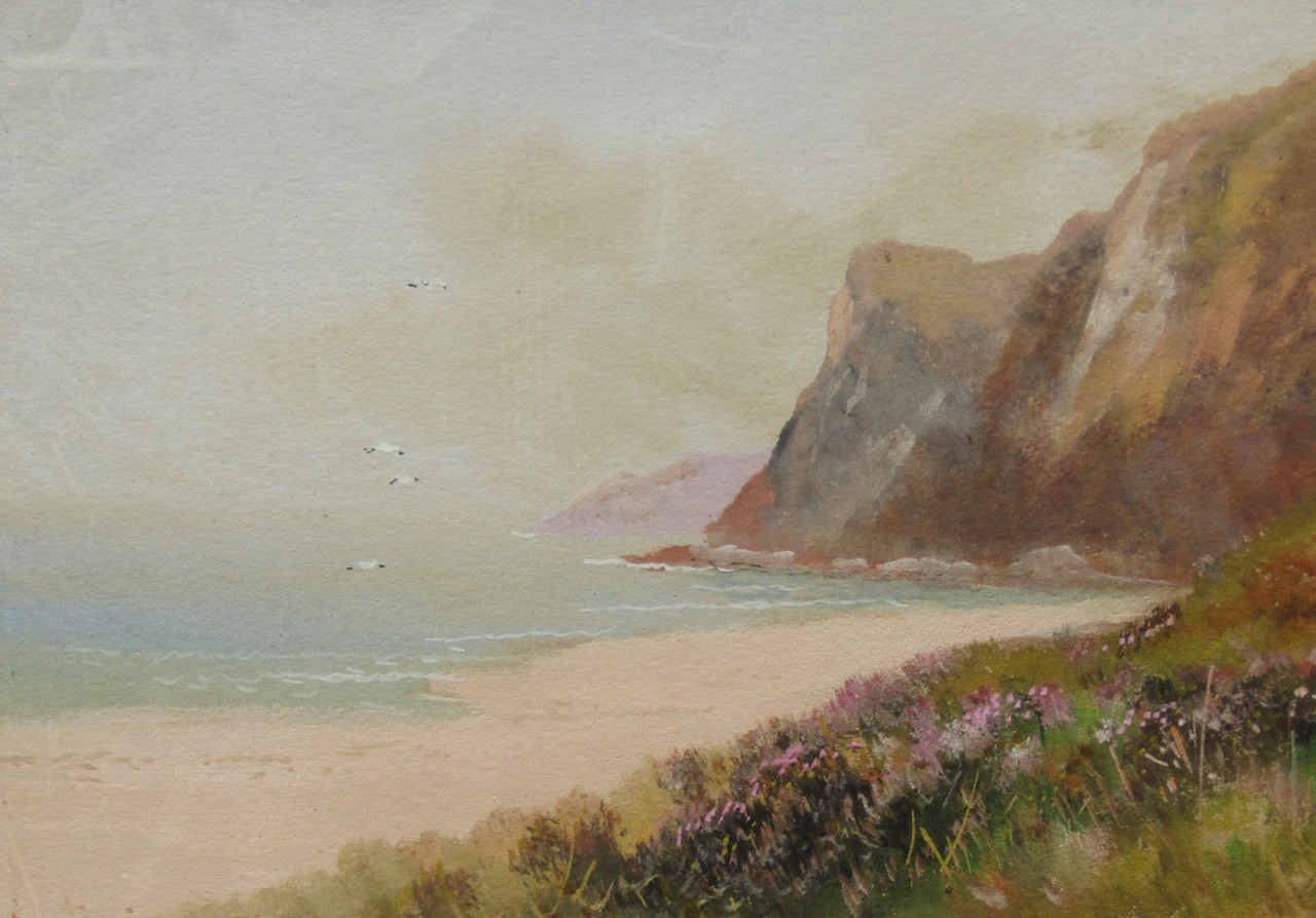 Appraisal: A Wingate thC School Seascape Heather before cliffs with calm