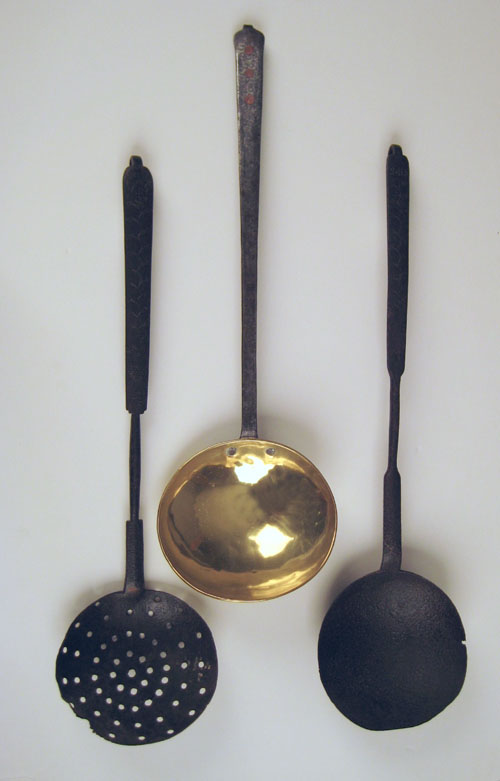 Appraisal: Pennsylvania wrought iron ladle and skimmer both dated and initialed