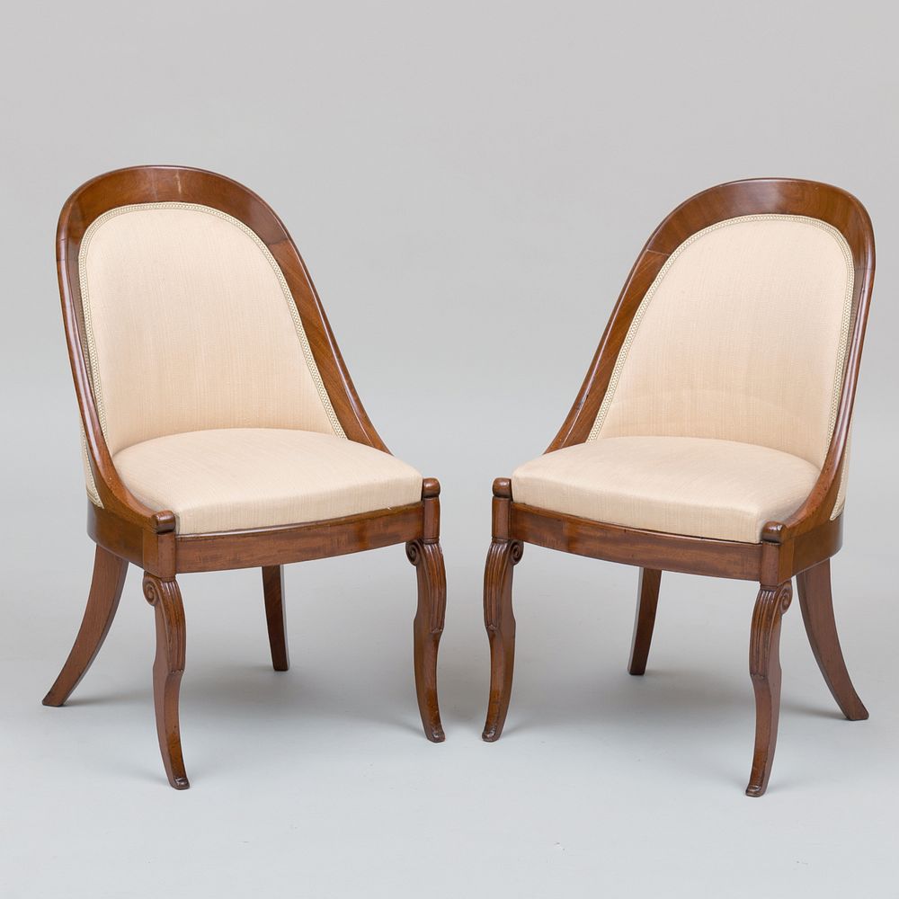 Appraisal: Pair of Mahogany Child's Gondole Chairs x x in Height