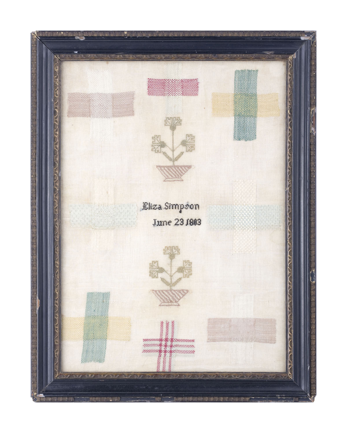 Appraisal: ELIZA SIMPSON'S DARNING SAMPLER JUNE